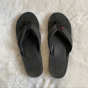 Rainbow black tick strap sandals